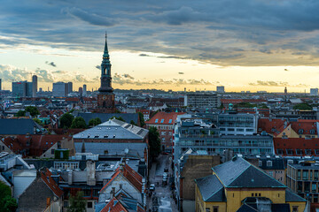 Obraz premium Beautiful aerial view of the delish city of Copenhagen the capital of Denmark, it's impressive historical architecture and skyscrapers
