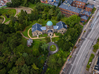 Obraz premium Beautiful aerial view of the delish city of Copenhagen the capital of Denmark, it's impressive historical architecture and skyscrapers