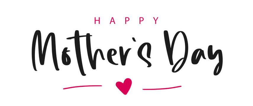 Happy mother's Day lettering with heart. Vector illustration