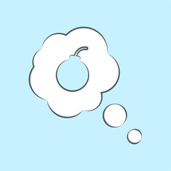 Cloud with a bomb, speech bubble, vector illustration