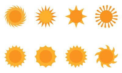 set of sun icons of different kinds vector illustration eps 10