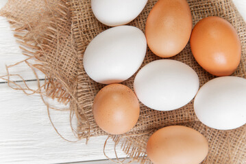 eggs on white wooden background