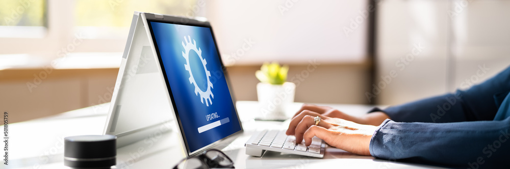 Poster Installing Software Update Progress. Computer Loading Patch