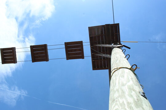 Wood Boxes Hang In A Rope Course