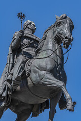 Equestrian monument of Kaiser Friedrich Wilhelm III, King of Prussia at Heumarkt square. Cologne, North Rhine Westphalia, Germany.