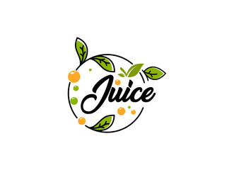 Fresh fruit juice logo design template. Orang juice bar logo design. 