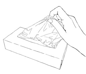 ティッシュをつまむリアルな手のベクターイラスト