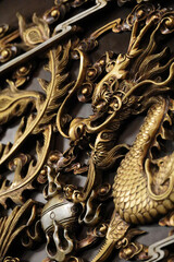 Dragon carvings on the wall decoration