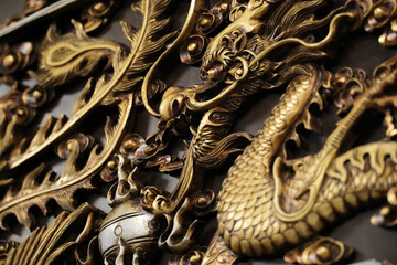 Dragon carvings on the wall decoration