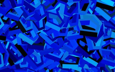 Dark BLUE vector background with set of hexagons.