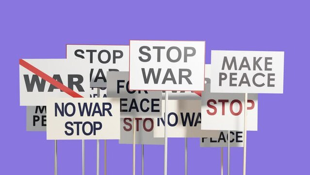 Posters with slogans to stop the war.