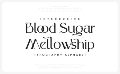 Classic typography serif font. Uppercase, lowercase, ligatures, ampersand, alternate, and number. Vector illustration word. Lettering Minimal Fashion Designs Romance Elegant. 