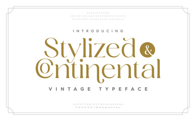 Classic typography serif font. Uppercase, lowercase, ligatures, ampersand, alternate, and number. Vector illustration word. Lettering Minimal Fashion Designs Romance Elegant. 