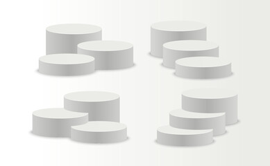 Podium for winners standing blank showroom round platforms floor presentation vector templates