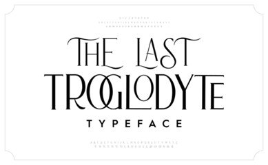 Classic typography elegant. Vintage Stylish Typeface. Alphabet and numbering  uppercase. Vector illustration word. - obrazy, fototapety, plakaty