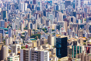 City of Belo Horizonte seen from the top of the Mangabeiras viewpoint during a beautiful sunny day. Capital of Minas Gerais, Brazil.