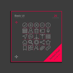 Set of Basic UI icons, Set of Basic UI collection for website design, Design elements for you projects. Vector illustration, Basic UI Icon