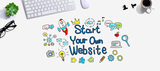 Start your own website with a computer keyboard and a mouse