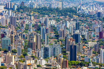 City of Belo Horizonte seen from the top of the Mangabeiras viewpoint during a beautiful sunny day....