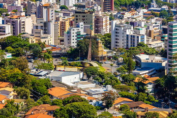 City of Belo Horizonte seen from the top of the Mangabeiras viewpoint during a beautiful sunny day....