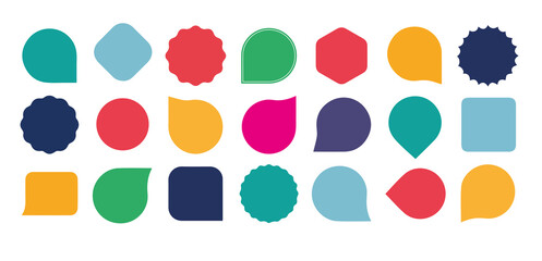 Set of vector starburst, sunburst badges. Multicolor itzons on vgite batskrogrund. Simple flat style vintage labels, stickers. 10 EPS.