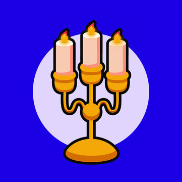 Icono de un candelero con tres velas encendidas en vector