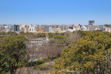 Fototapeta na wymiar 福岡城天守台から見た福岡都市風景
