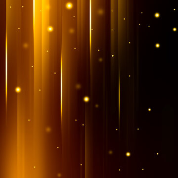 Festive golden luminous background with lights bokeh. Abstract glowing bokeh lights