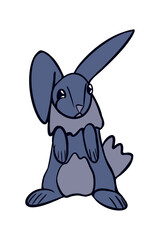 gray rabbit sitting on a white background