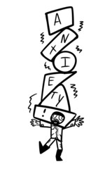 caricatured human emotion on white background - Anxiety 