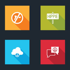 Set No war, Peace, cloud and Speech bubble chat icon. Vector
