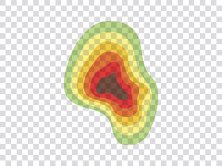 Vector graphic of infrared rays with hot spots spectrum on transparent background. Good for Mapping of predicted probability of fire hotspots distribution, crime and statistical analysis, etc.