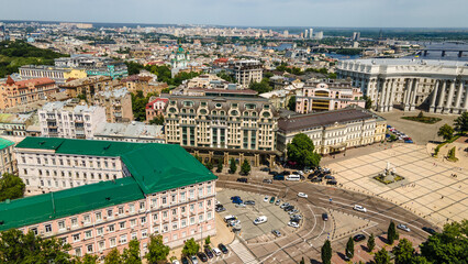 Kiev the capital of Ukraine from a bird's eye view shooting with a drone summer