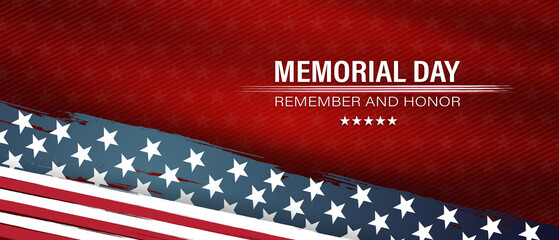 memorial day patriotic background,united states flag, with remember and honor posters, modern design vector illustration - obrazy, fototapety, plakaty