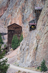 Large Mine Buildings Teeter on the Edge of a Mountain in Creede Colorado