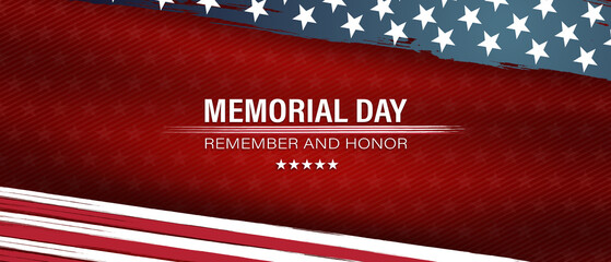 memorial day patriotic background,united states flag, with remember and honor posters, modern design vector illustration