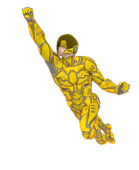 mega soldier is flying up