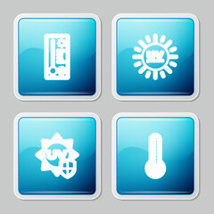 Set line Meteorology thermometer, UV protection, and icon. Vector