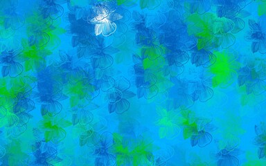 Fototapeta na wymiar Light Blue, Green vector natural pattern with flowers.