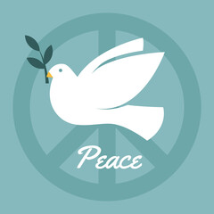 Vector illustration with the dove of peace, olive branch.