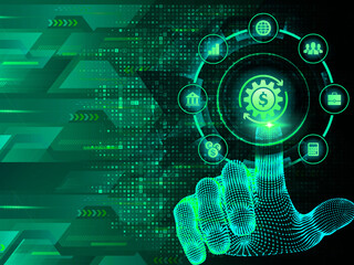 2d illustration Abstract futuristic electronic circuit technology background