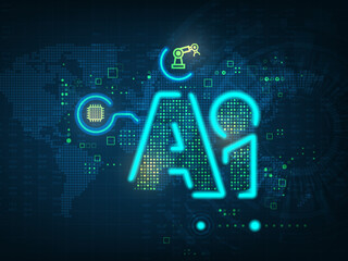 2d rendering Artificial Intelligence (AI) concept digital background
