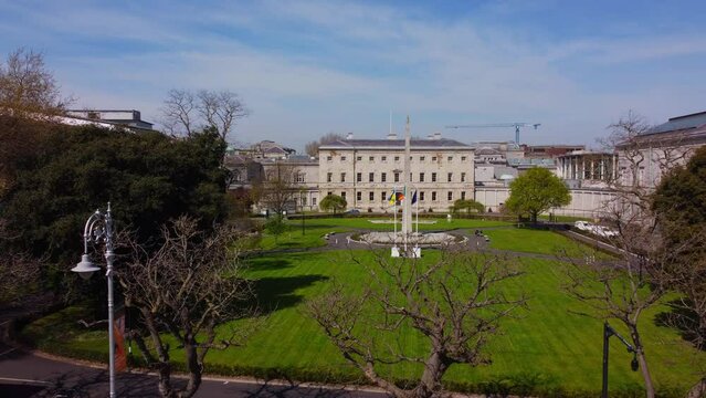 Leinster House in Dublin - the Irish Government Building from above - aerial view