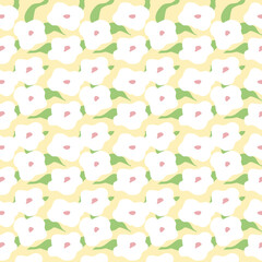 seamless pattern with minimal flower yellow background.