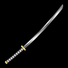 Vector illustration of katana for battle, luxury design elements, games, logos. Samurai, kingdom theme