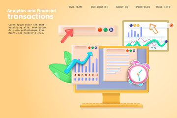 Online marketing, financial report chart, data analysis, 3d render