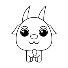 Goat cartoon coloring page illustration vector. For kids coloring book.