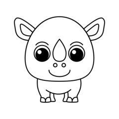 Rhinoceros cartoon coloring page illustration vector. For kids coloring book.