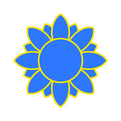 Ukrainian sunflower illustration. Ukrainian flower icon in yellow and blue colors isolated on white background. Vector EPS 10