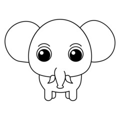 Cute elephant cartoon coloring page illustration vector. For kids coloring book.